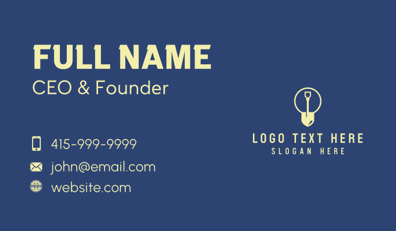 Shovel Construction Tool  Business Card